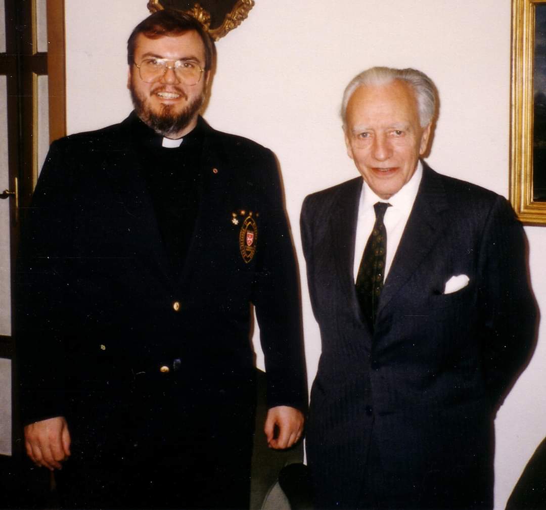 Father Gérard T. Lagleder with Grand Master Fra’ Andrew Bertie indoors