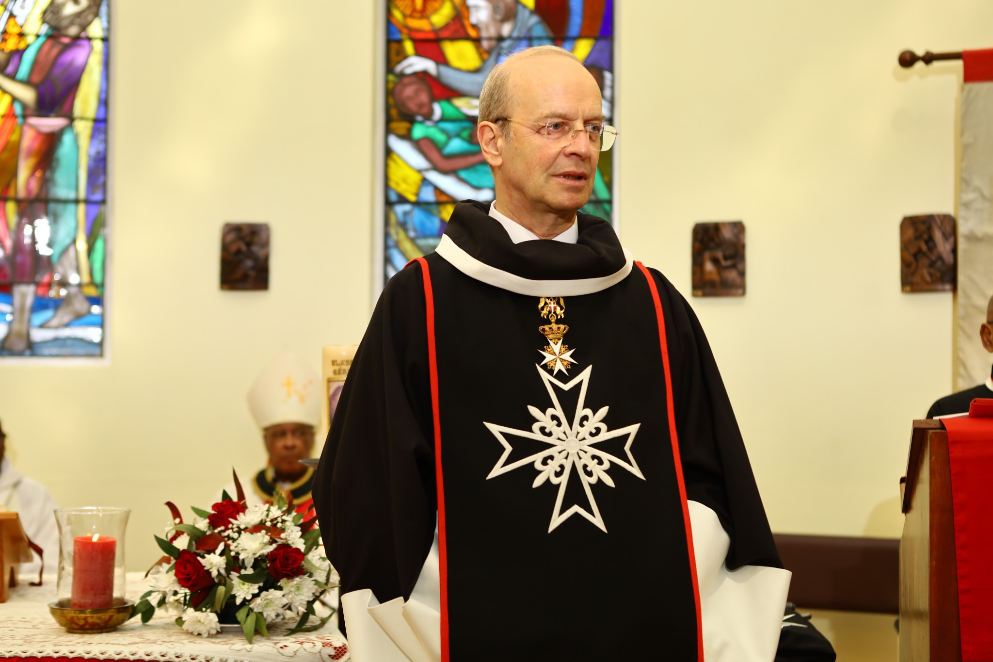 Major General Dr Josef D. Blotz in the robes of the Order of Malta