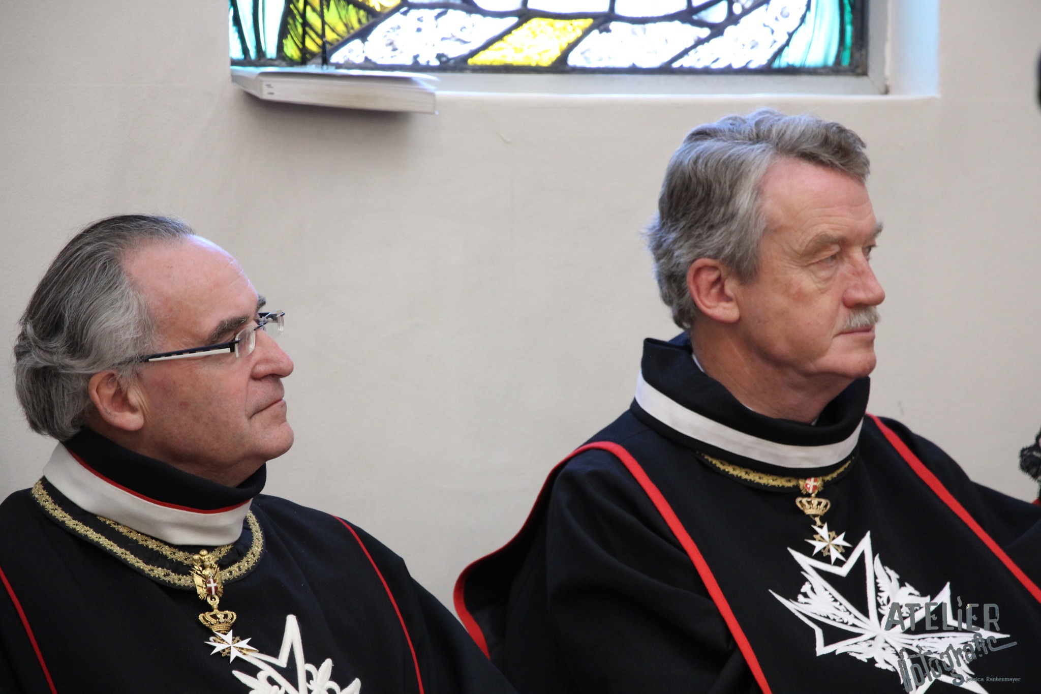 Dominique Prince de La Rochefoucauld-Montbel with members of the Order during the anniversary ceremony